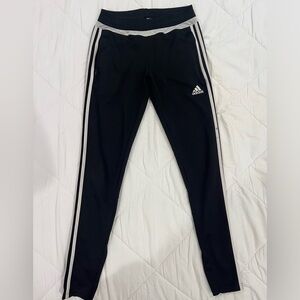 Womens XS Adidas Climacool Black Tricot Soccer Gym Pants Track 3 Stripe Tapered